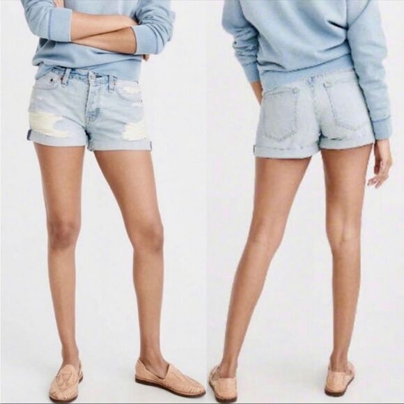 Abercrombie & Fitch Ames Low Rise Boyfriend Jean Shorts Distressed Denim Size 4 - Picture 14 of 14